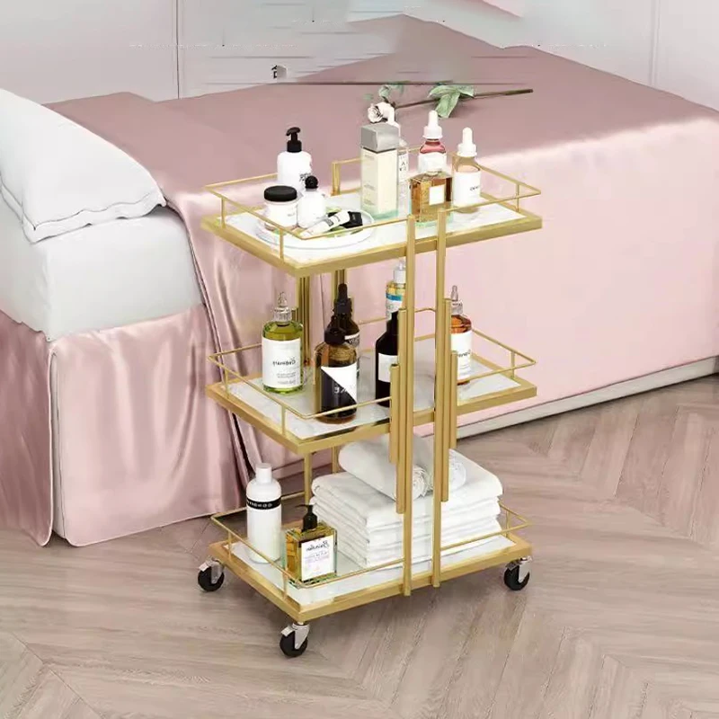 Troli Salon kosmetik pembersih pasar troli Salon mekanik portabel troli logam bergulir Con Ruedas furnitur kecantikan Fg19