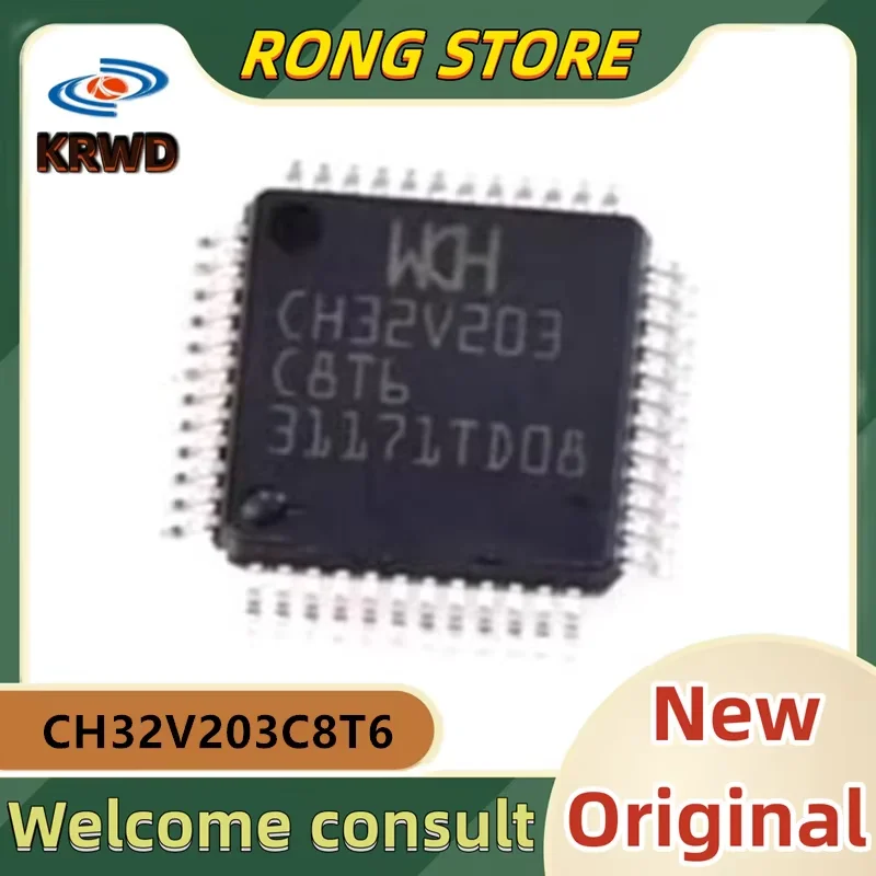 5PCS CH32V203 C8T6 New and Original Chip IC CH32V203C8T6 CH32V203 LQFP48 MCU microcontroller IC chip