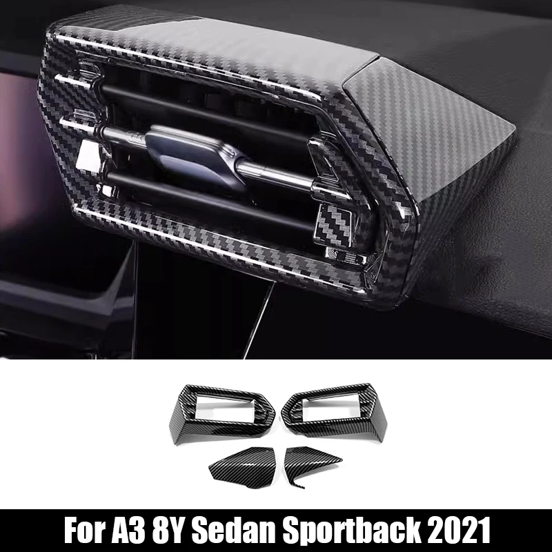 

Suitable For A3 8Y Sedan Sportback 2021 Car Styling 2PCS ABS Carbon Fiber Interior Dashboard Side Air Vent Outlet Cover Trim