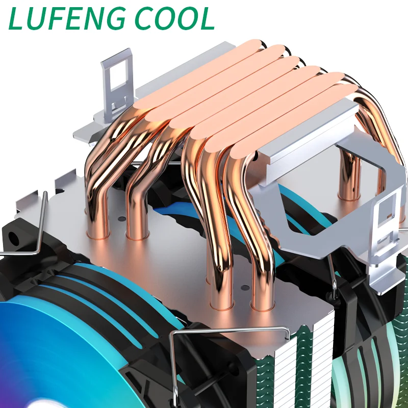 lufengcool 6 HeatPipes air cpu cooler processador Rainbow fans Ryzen am4 lga 1700 1200 1155 1151 2011 v3 x99x79