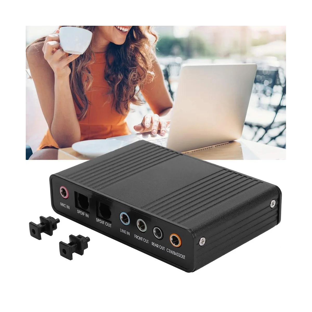 ABEP-External Sound Card,Digital Playback Digital Recording Mode,Computer External Sound Card Audio Adapter for Karaoke