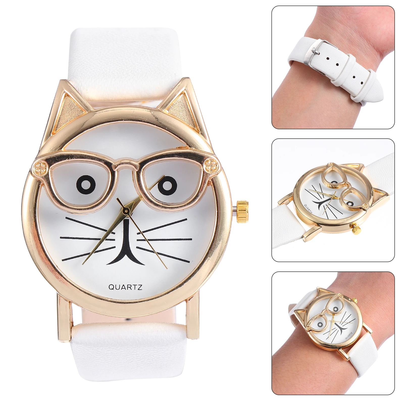 

Cat Pattern Kids Quartz PU Strap Stainless Kids Sports Watch Steel Wristwatch Fashion Casual Sports Daily Use Gift