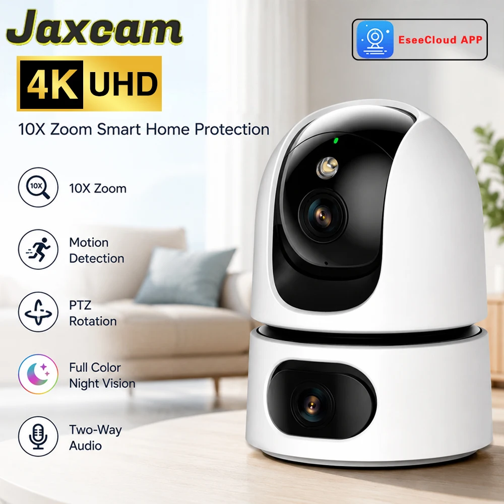 Dual 8MP 4K PTZ WiFi IP Camera Work with EseeCloud APP Full Color Night Vision Human Pet Motion Detection Indoor Home Security C