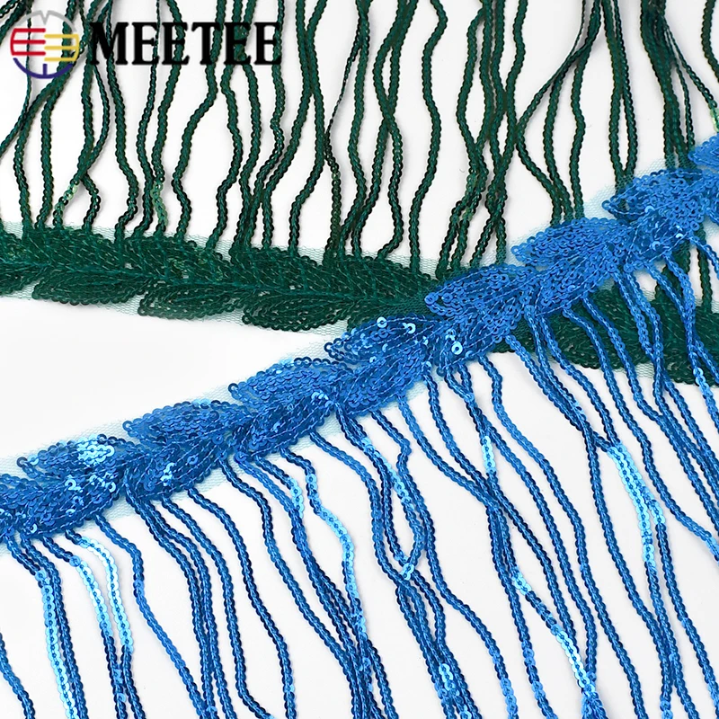 

5/10Yards 20cm Sequin Fringe Tassels Latin Dress Lace Trim Garment Decorative Trimmings Stitching Fringes Sewing Accessories