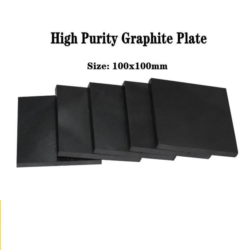 1Pcs High Pure Graphite Plate Panel Sheet Carbon Graphite Electrode Pyrolytic High Temperature Resistance 100mmx100mm