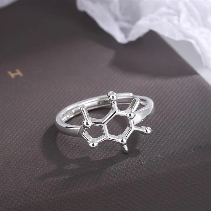 Dopamine Gene DNA 925 Sterling Silver Resizable Opening Ring For Women Fine Luxury Jewelry RI998