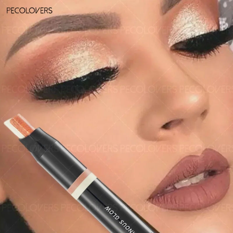 スパークリングツートンカラー3タッチライトラグジュアリーレイジーアイシャドウスティックグラデーションビーズ初心者用アイライナーペンハイライト