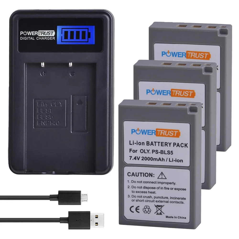 BLS-50,PS-BLS5 Battery/ USB Charger for Olympus OM-5,OM-D E-M5 III,E-M10,E-M10 III,E-M10 IV,E-PL8 E-PL9 E-PL10 Stylus 1 Cameras