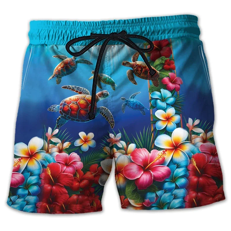 2024 NEW  Animal Turtle 3D Printed Short Pants For Men Clothes Casual Hawaiian Sea Animal Beach Shorts Loggerheads Trunks Kids