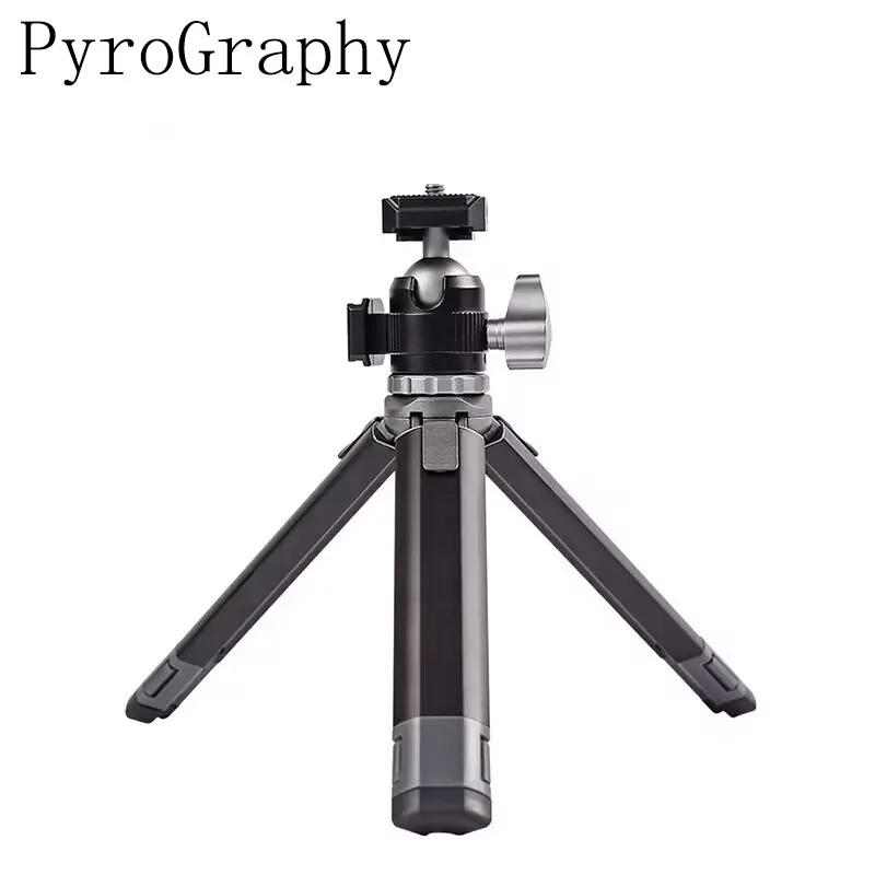 PyroGraphy Two-stage Aluminum Extension Tripod with MINI Ball Head Dual Cold Shoe Mounts for Mirrorless Cameras Smartphone Clamp