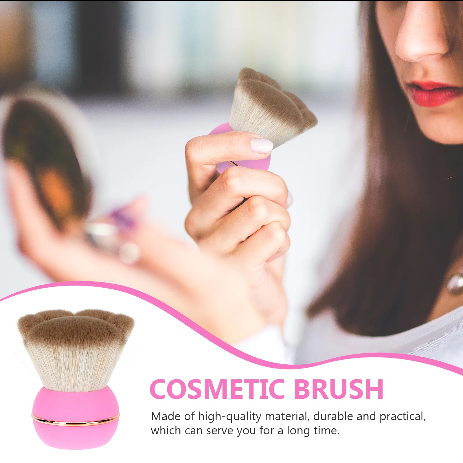 Applicatore da viaggio con pennello per fard in polvere sciolta per trucco con pennelli a forma di fiamma per il viso