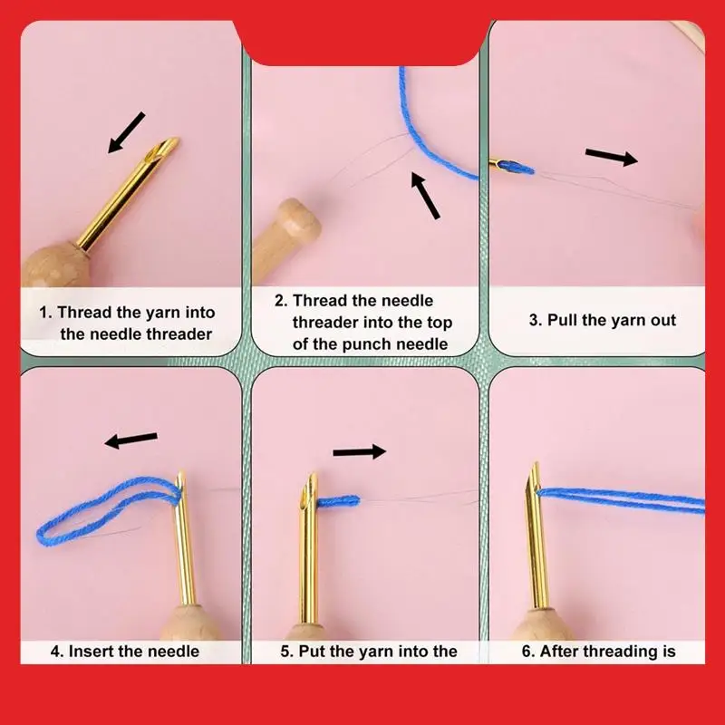 

Punch Needle Kit, Embroidery Punch Adjustable Needle Kit Punch Needle Kit For Embroidery Floss Stitching Beginner Durable
