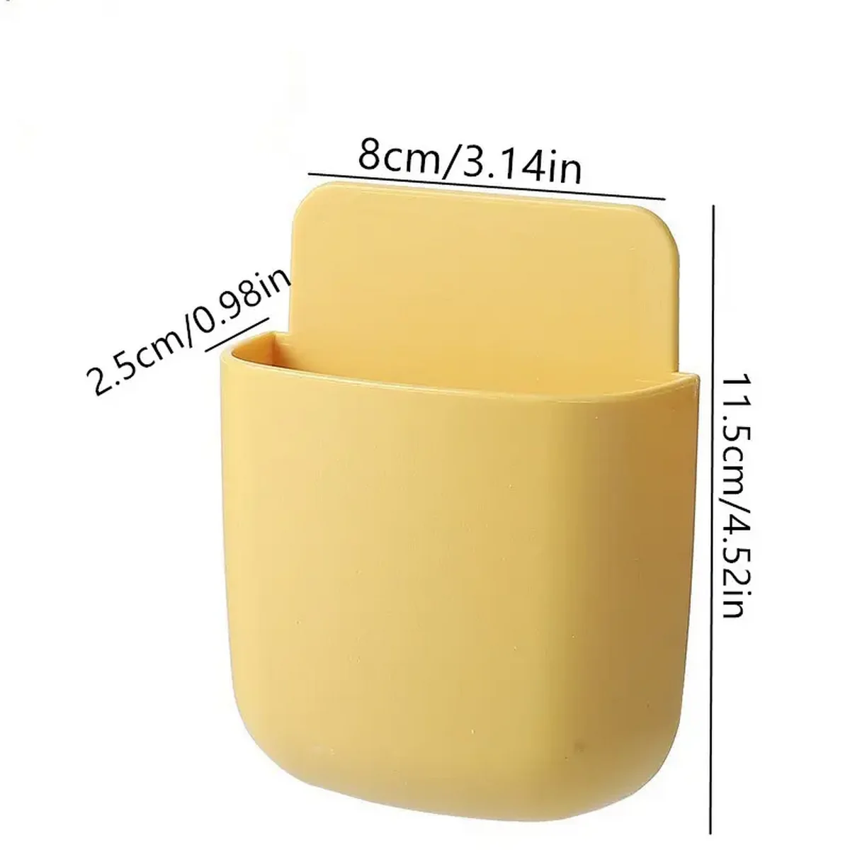 Wall Mounted Plastic Storage Box with Mobile Phone Charging Holder Remote Control Organizer Rack Adhesive for Home Organization