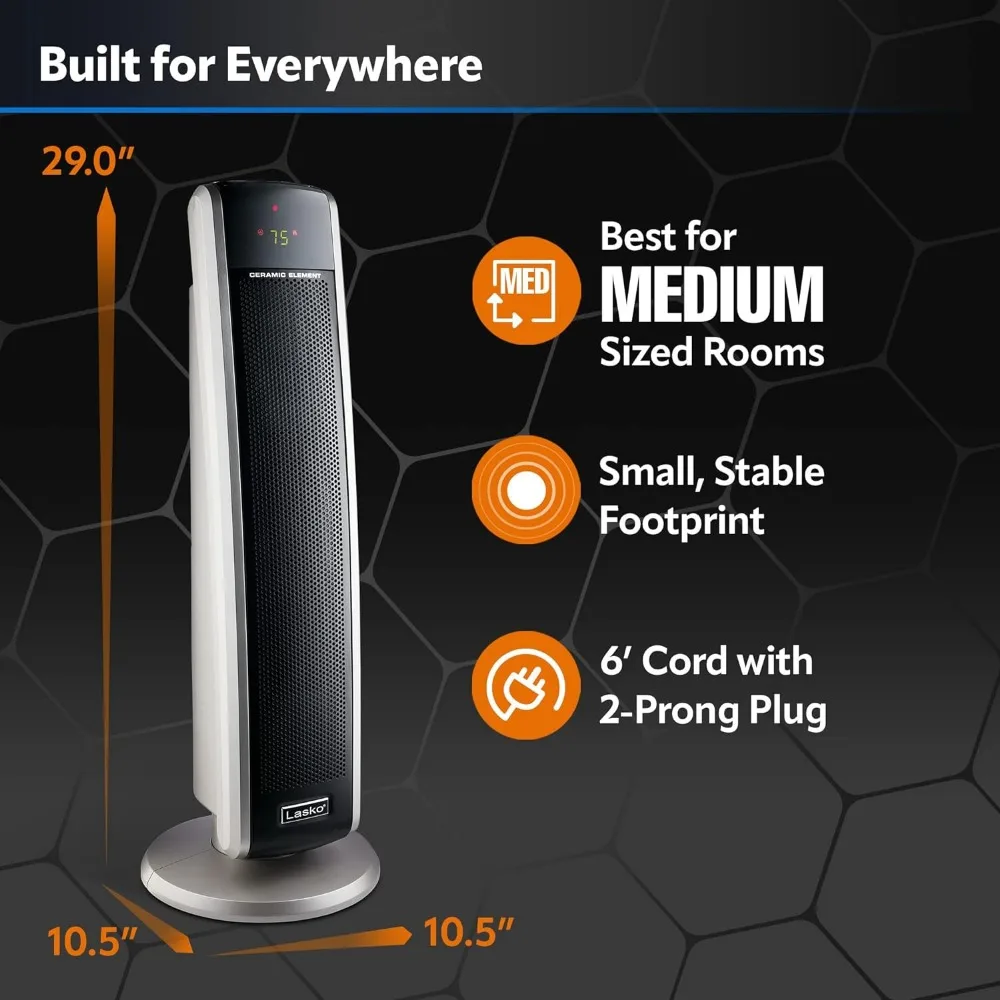 Calentador de torre de cerámica Digital oscilante para habitaciones grandes, con termostato ajustable, temporizador y Control remoto