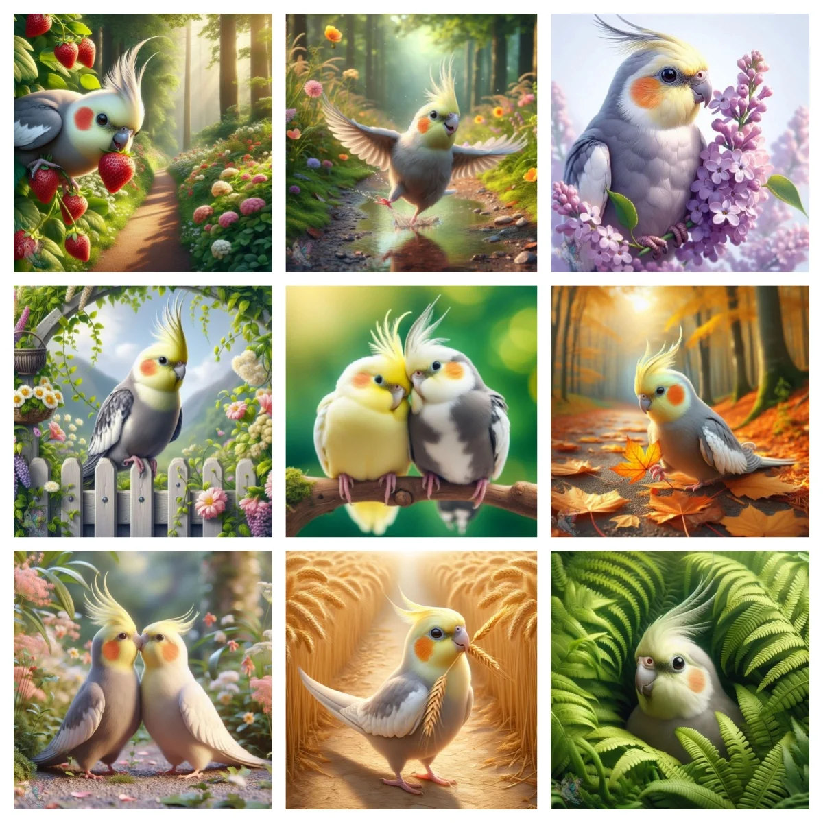 Pet Parrot DIY Diamond Art Painting Beautiful Cockatiel 5D Diamond Embroidery Modern Style Bird Home Wall Decor