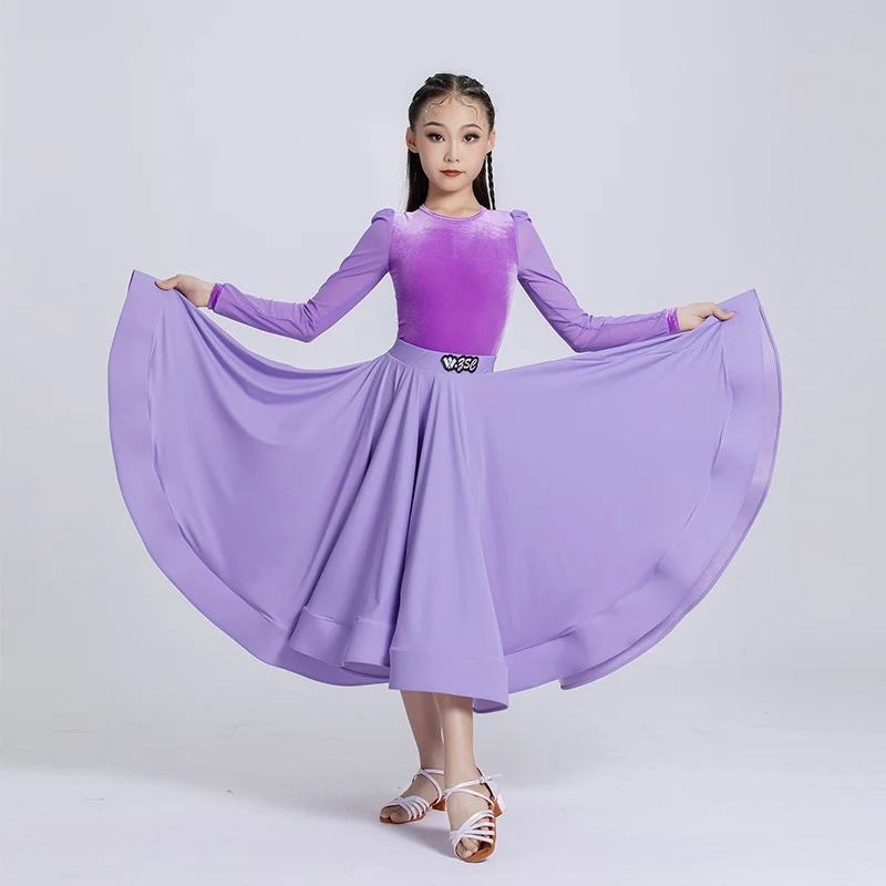 Dziecięcy standardowy strój do tańca towarzyskiego dla dziewcząt Waltz Latin Dance Costume Stage Training Clothes XS8651