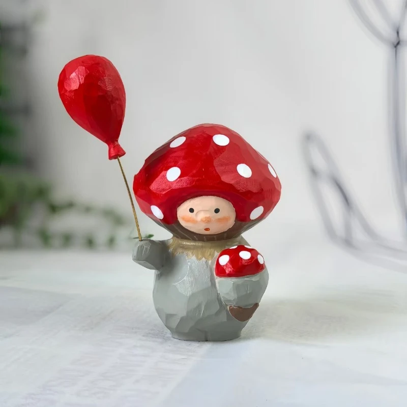 DIY Bonsai Decoration Mushroom Man Article Handmade Wooden Craft Creative Wood Decor Ornament Miniatures Desk Decoration Gifts