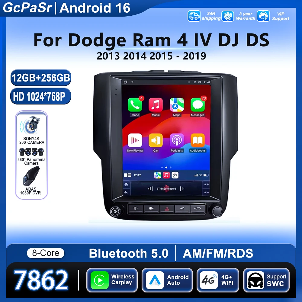 Radio Multimedia para Auto con Pantalla de 9.7 Pulgadas, Android 14, Bluetooth, para Dodge Ram 4 IV DJ DS 2013-2019, Reproductor de Video, Navegación GPS, Estéreo, WIFI 1
