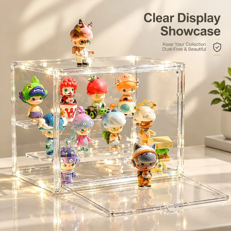 Acrylic Display Case 3 Tier Transparent Foldable Toy Figure Organizer for Blind Box Dolls Action Figure Collectible Home Use