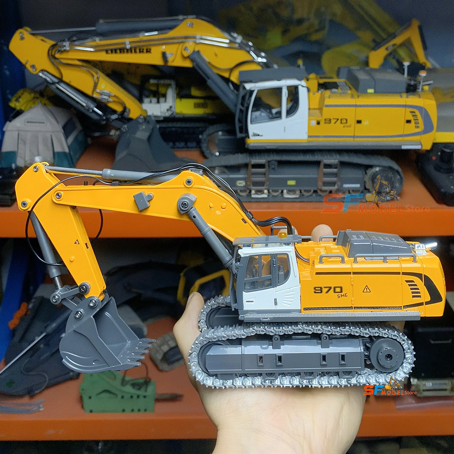 

970 Мини-экскаватор 1/50 RTR RC Экскаватор Имитационная модель со светом и звуком Настольный экскаватор с дистанционным управлением Модель игрушки в подарок