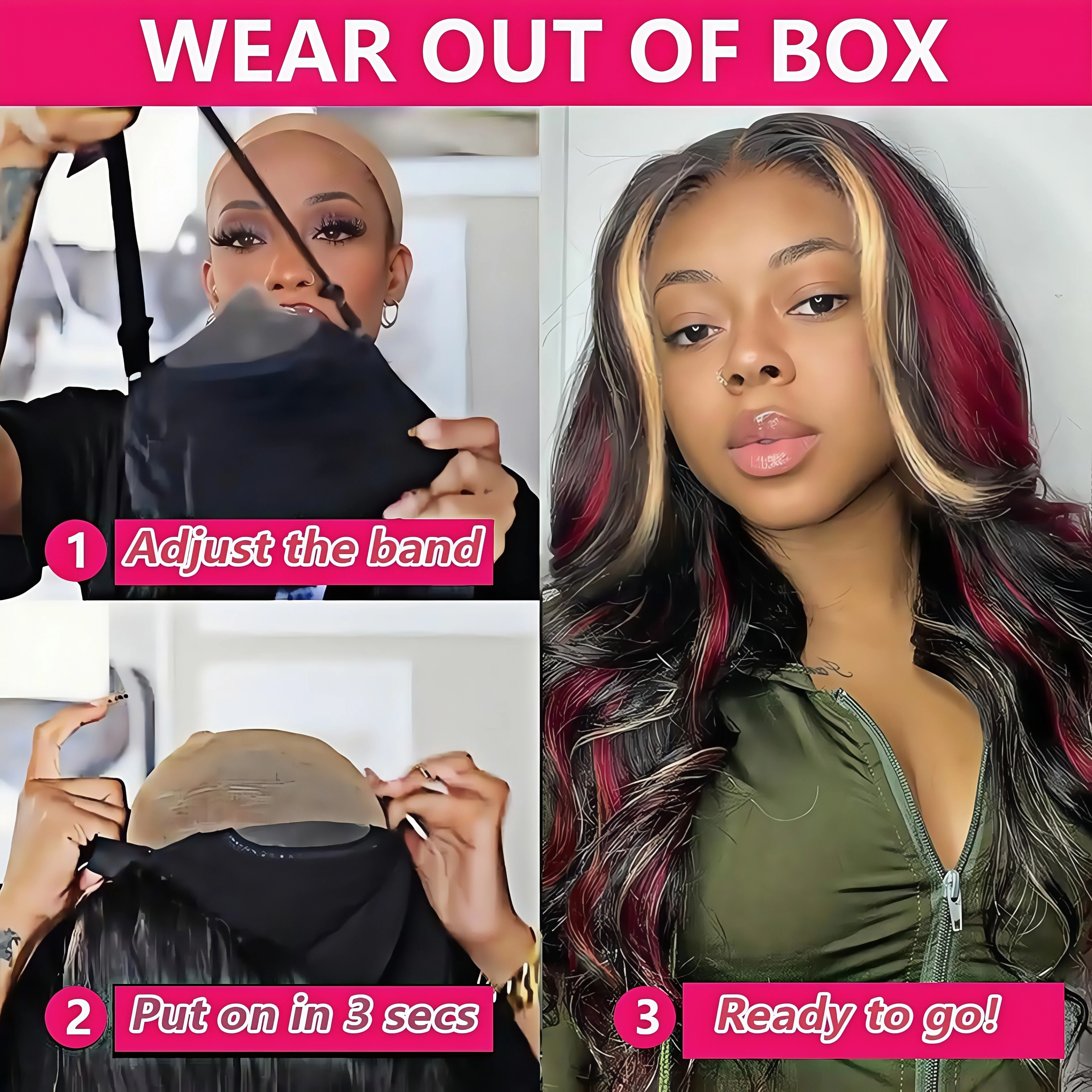 1B/99J/27 Omber black hair with red blonde Highlight 5x5 Hd Lace Closure Body Wave Wig Human Hair 99J Glueless Wig Ready To Wear image 4