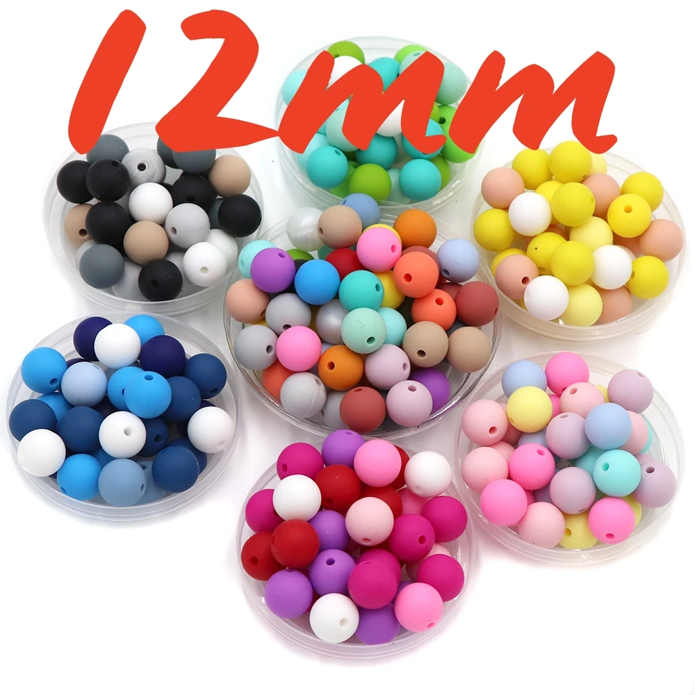 20pcs 12mm Silicone Baby Beads Round Teether Teething Beads DIY Pacifier Chain Necklace Pendant Toys BPA Free Baby