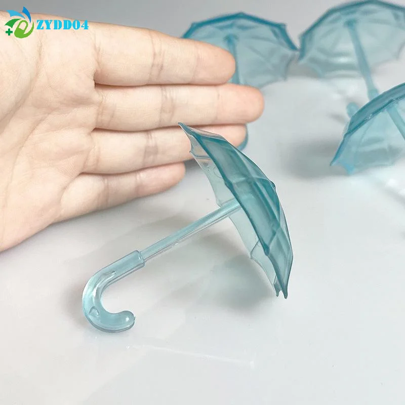 ● Mini paraguas de plástico azul para casa de muñecas, accesorios para muñecas, adorno de escena en miniatura, juguetes para niños, 1 Uds.