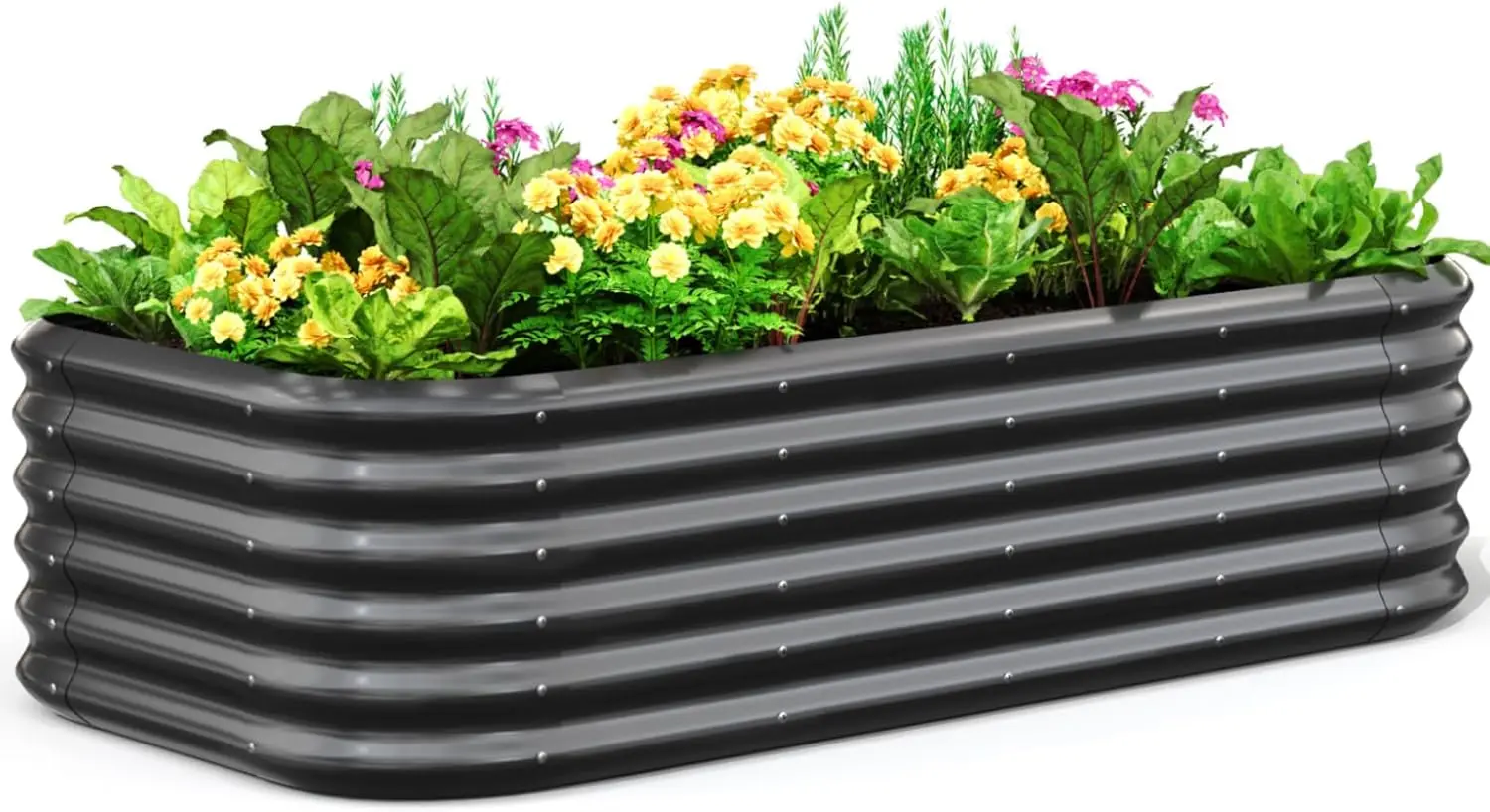 

Galvanized Raised Garden Bed Kit, 6x3x1.5 ft Oval Metal Planter Box Tall for Vegetables Outdoor Backyard, Strengthened b