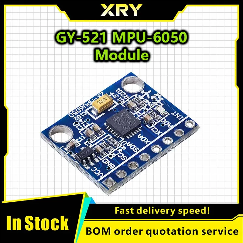 XRY 1pcs GY521 GY-521 MPU6050 IIC I2C Interface 3 Axis Analog Gyroscope Sensor Accelerometer Compatible Module for Arduino