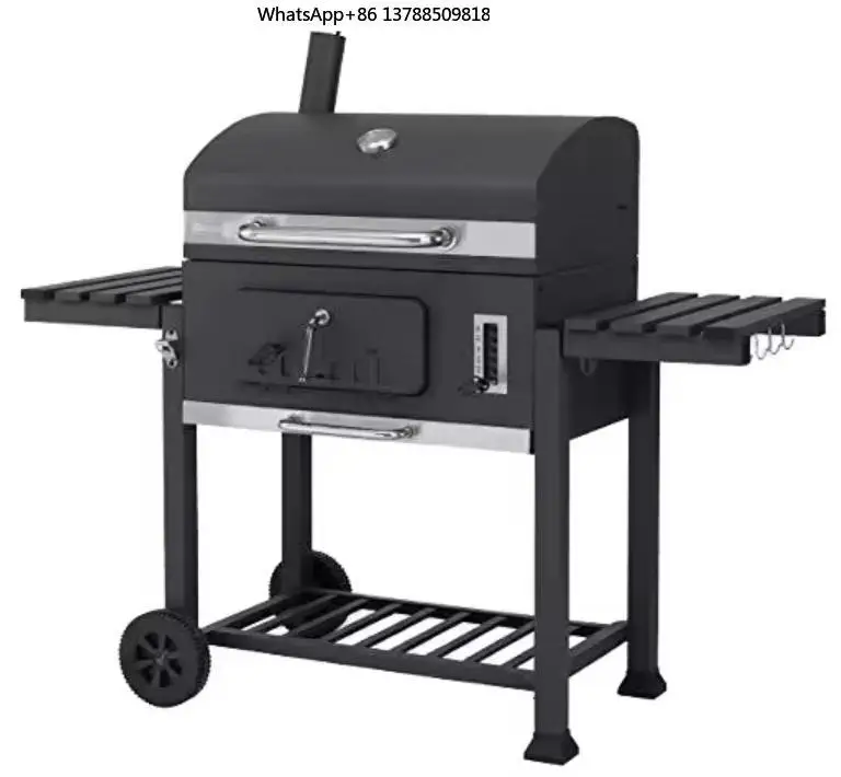 Luxurious Portable Steel Fire Pit High Quality Cast Iron Metal Chimney Smokeless BBQ Charcoal Wheelshelf Powder Coated Grill for