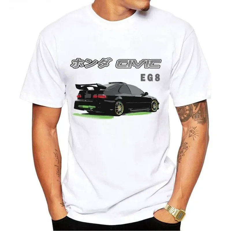 

2025 Топы JDM 1995 Old Civic EG8 Спортивная футболка Новые мужские футболки с коротким рукавом Аниме Мультфильм Автомобильное искусство Футболки для мальчиков Повседневные японские футболки