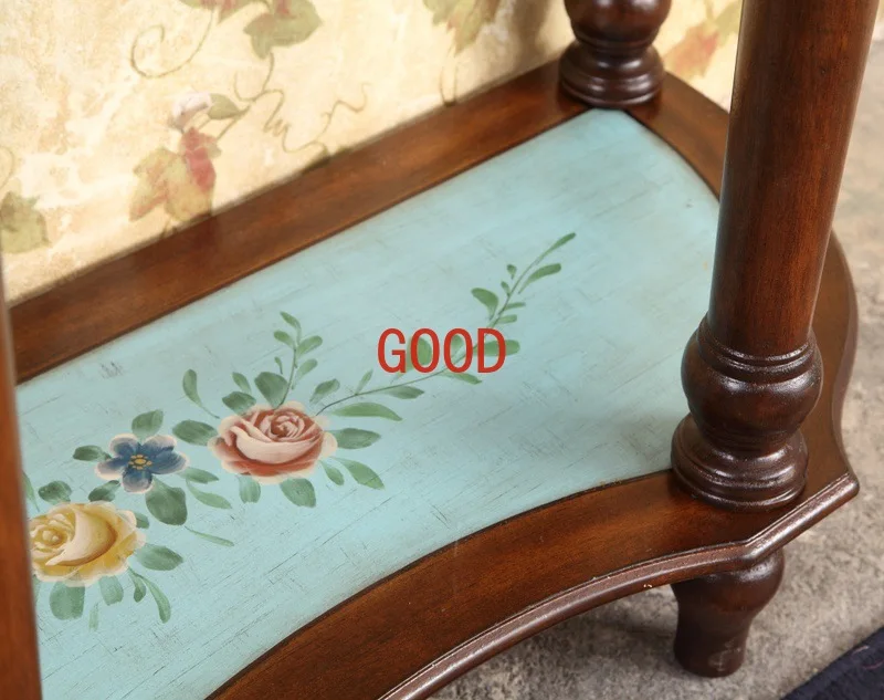 Hall Console Tables Retro Painted Pastoral Curio Cabinet Blue Half round Table