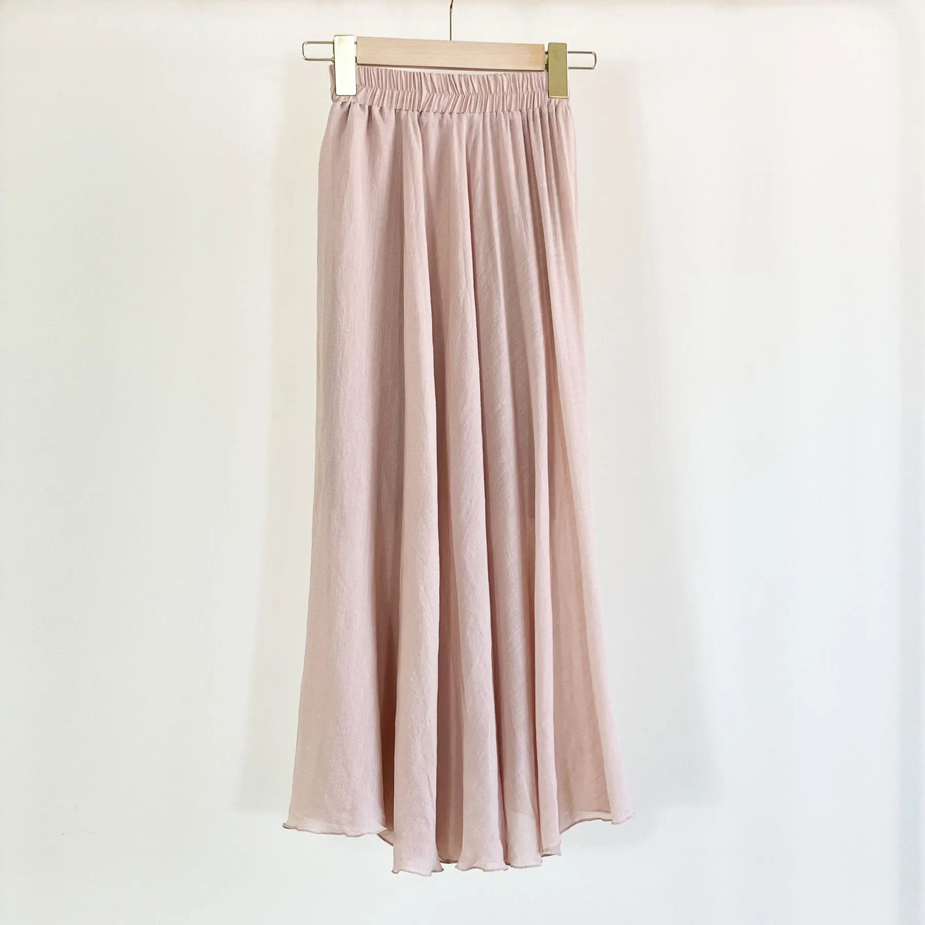 Nowa sukienka maxi z bawełny i lnu w jednolitym kolorze, z elastyczną talią, w stylu lekkiego, zwiewnego temperamentu, model 2025.