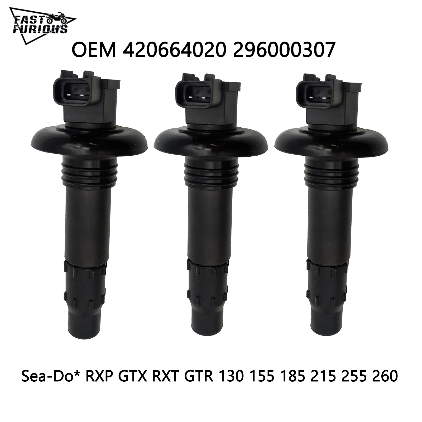 3pcs Ignition Coil Stick For SeaDoo RXP GTX RXT GTR 130 155 185 215 255 260 420664020 296000307 290664020