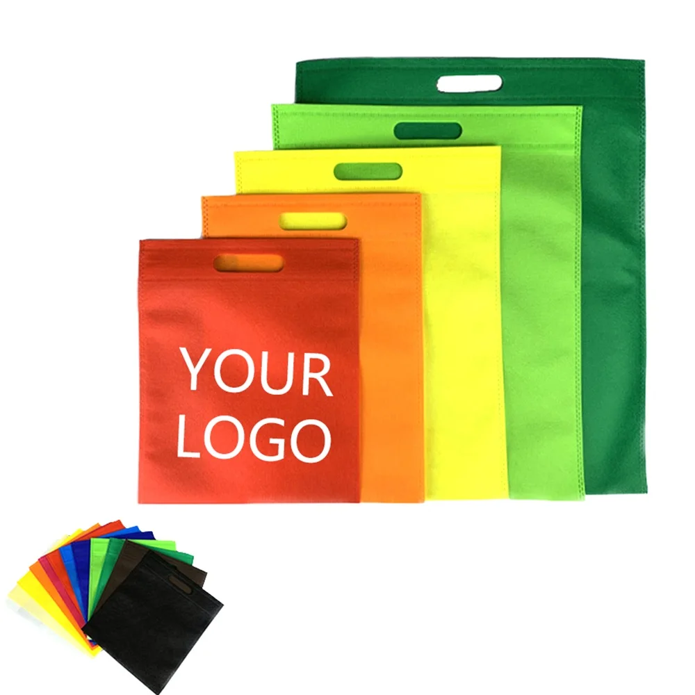 500pcs/Lot Wholesale Custom Your Own Logo Printed Recycle Reusable Non Woven Die-Cut Bag Boutique Shopping Gifts Packaging