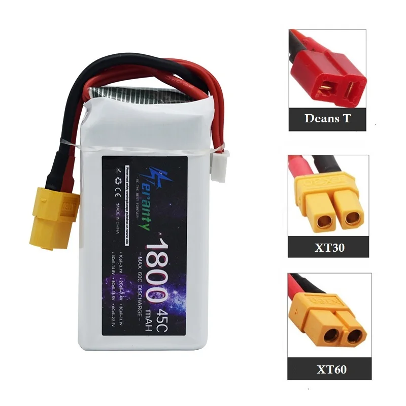 2PCS 14.8V LiPo Battery 4S 1800mAh 1500mAh 45Cfor Freestyle FPV Quadcopter Airplane Parts with XT60 Deans T XT30 Plug