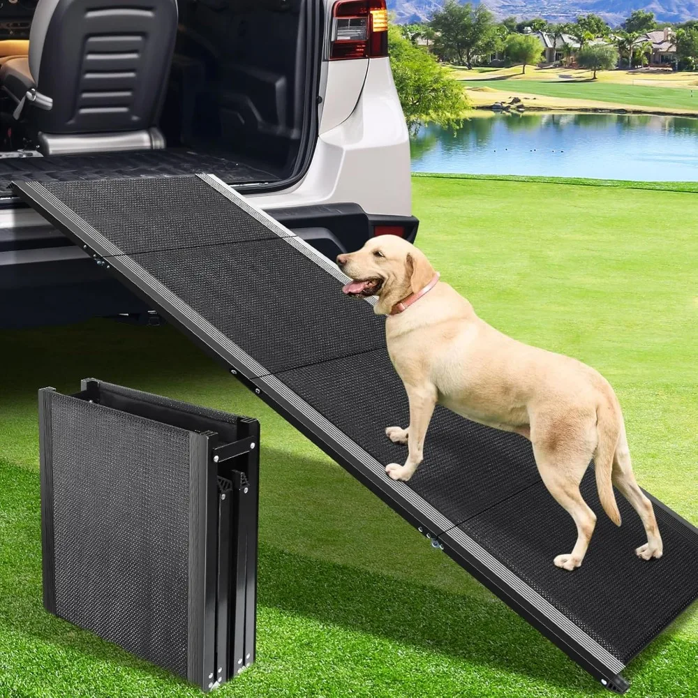 

Extra Wide Folding Pet Ramp for Cars SUV Truck Non-Slip Surface Supports Up to 250 lbs