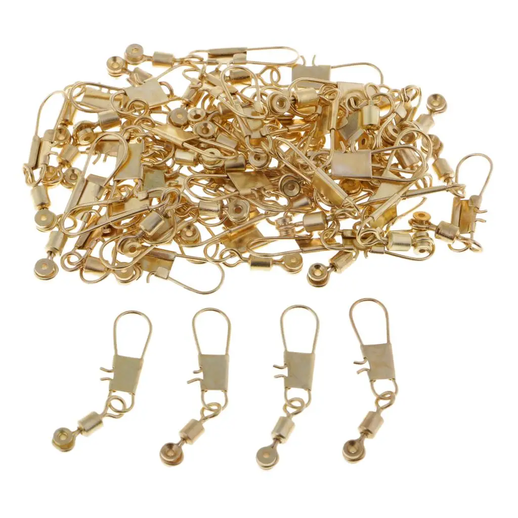 50 Pcs Copper Fishing Line Sinkers Hook Shank Clip Connectors 3 Sizes