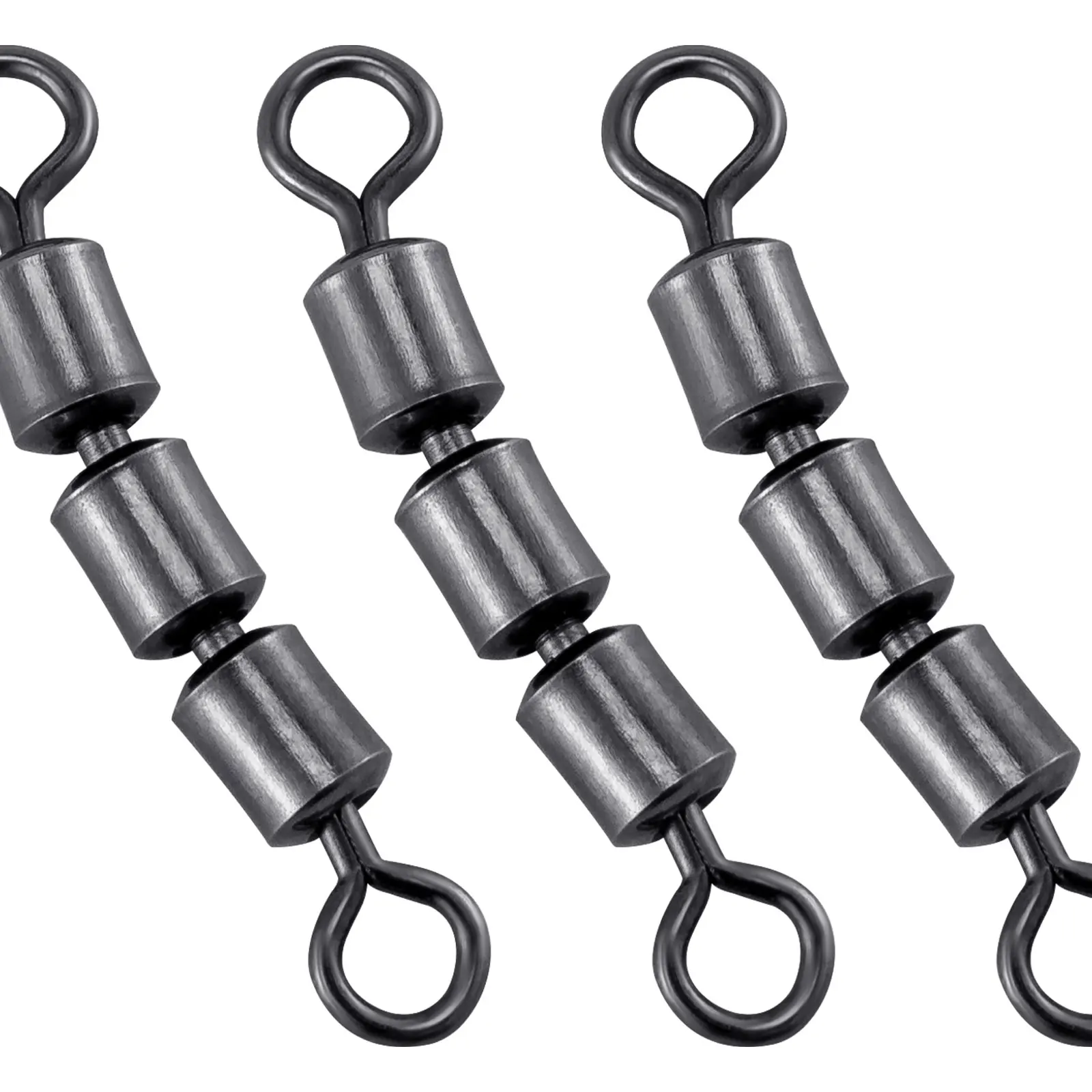 10/20pcs Fishing Rolling Swivels for Fishing Hook Connector High Speed Triple Swivels Ball Bearing Stainless Steel