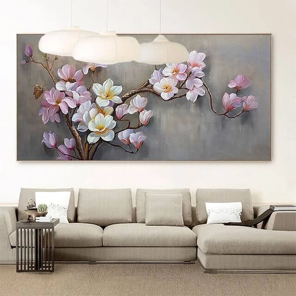 Diamond Mosaic White Magnolia Picture Of Rhinestone DIY Embroidery Diamond Painting Flowers Large Size Full Drill Home Decor