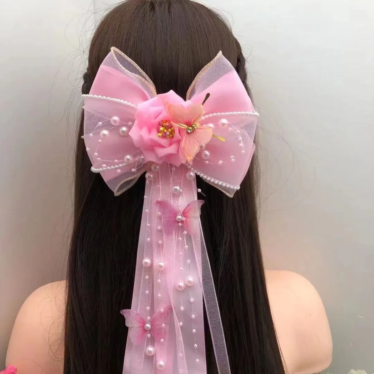 

Ethereal Hanfu Hair Accessories Large Bow Top Clip Premium Design Ancient Style Photo Shoot Upscale Headwear