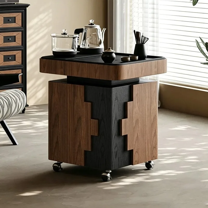 Movable balcony small  table solid wood  edge