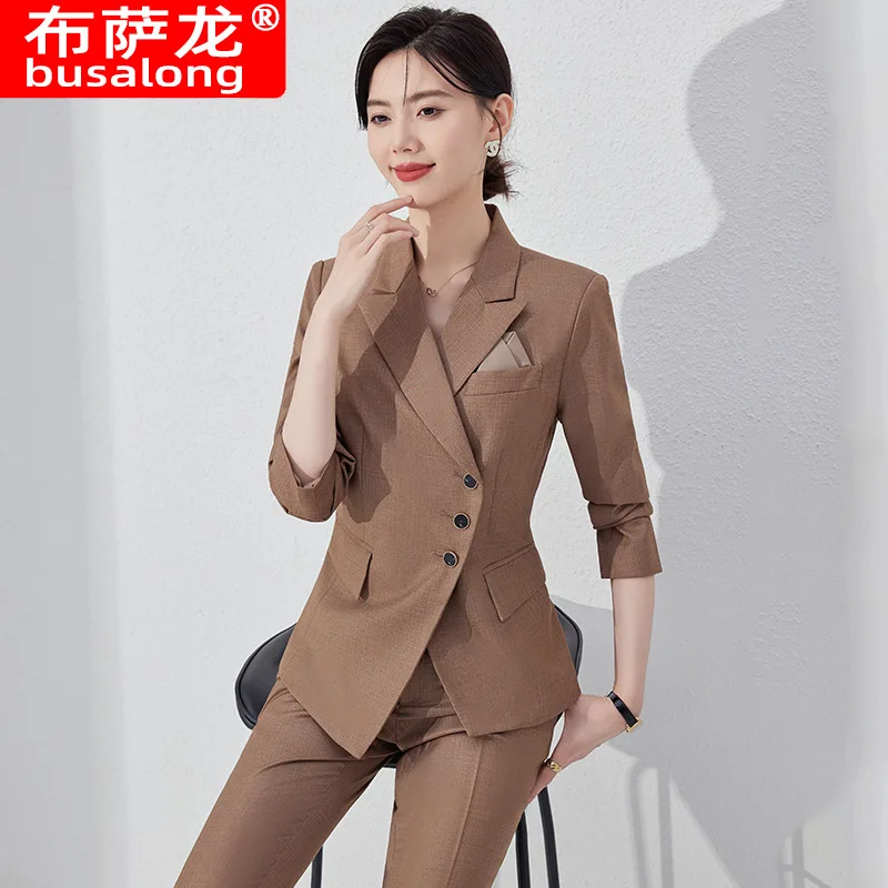 2024New Autumn Suit Suit Jacket Women's Suit Elegant Hotel Front Desk Labor Suit Professional Spring and Autumn Formal Wear