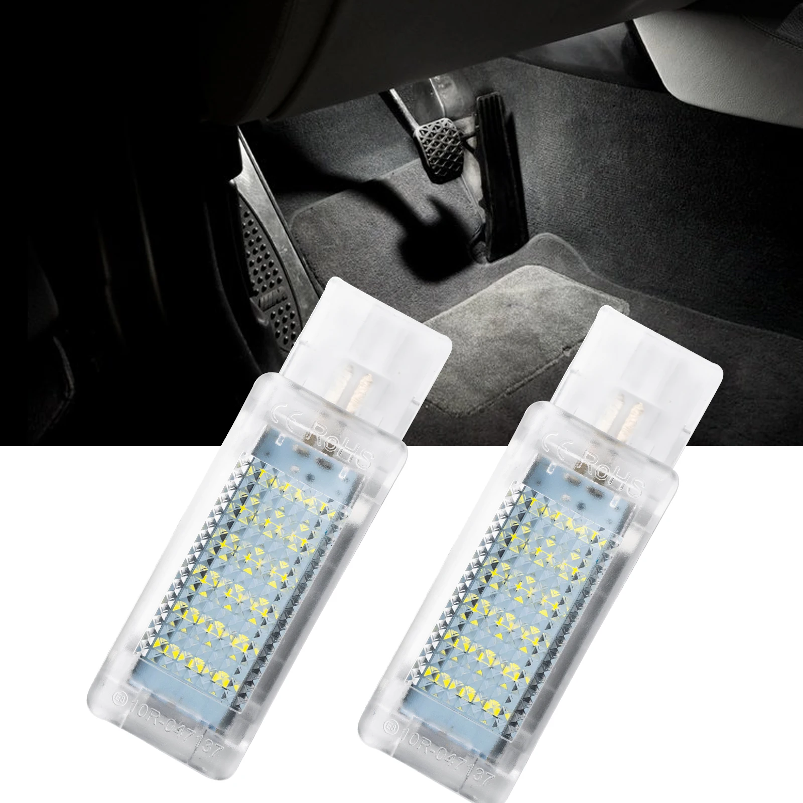 

For VW Passat Sharan Seat Skoda Golf Caddy Jetta PoloTiguan White Footwell Light Trunk Boot Luggage Bulbs White Led 2Pcs