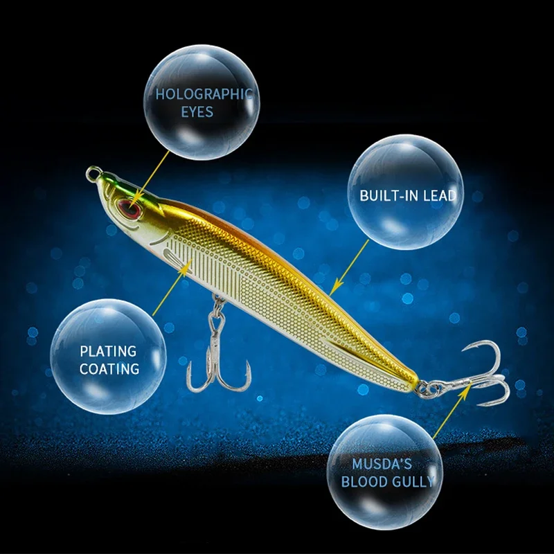 Brand Fishing Lures Fast Sinking Pencil Swimbait Crank Wobbler Fishing Tackle 2 Hooks Hard Bait Fishing Accessory 9.5CM 17G