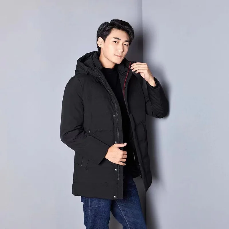 Jaqueta de Inverno com Capuz Yajia, Estilo Urbano Coreano, Casaco Acolchoado de Crimento Médio para Homens, Tecido de Poli...