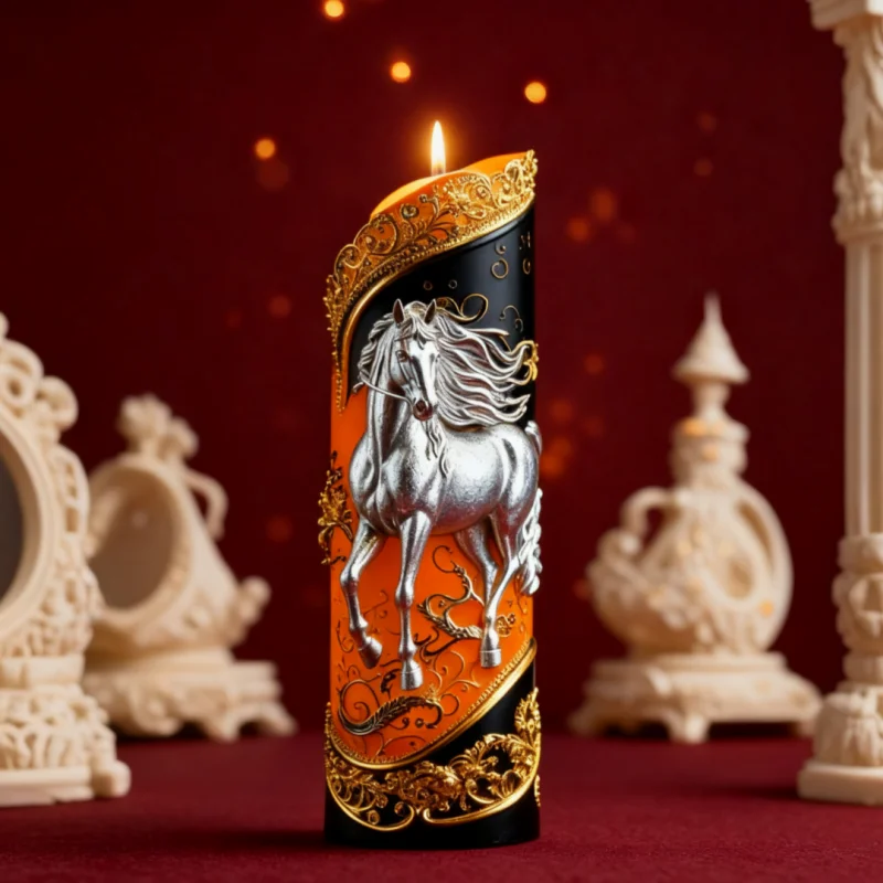 Galloping Horse Candle Silicone Mold Handmade Aromatherapy Candle Making Mold Silicone Material Is Easy to Demold and Clean, and Can Be Reused