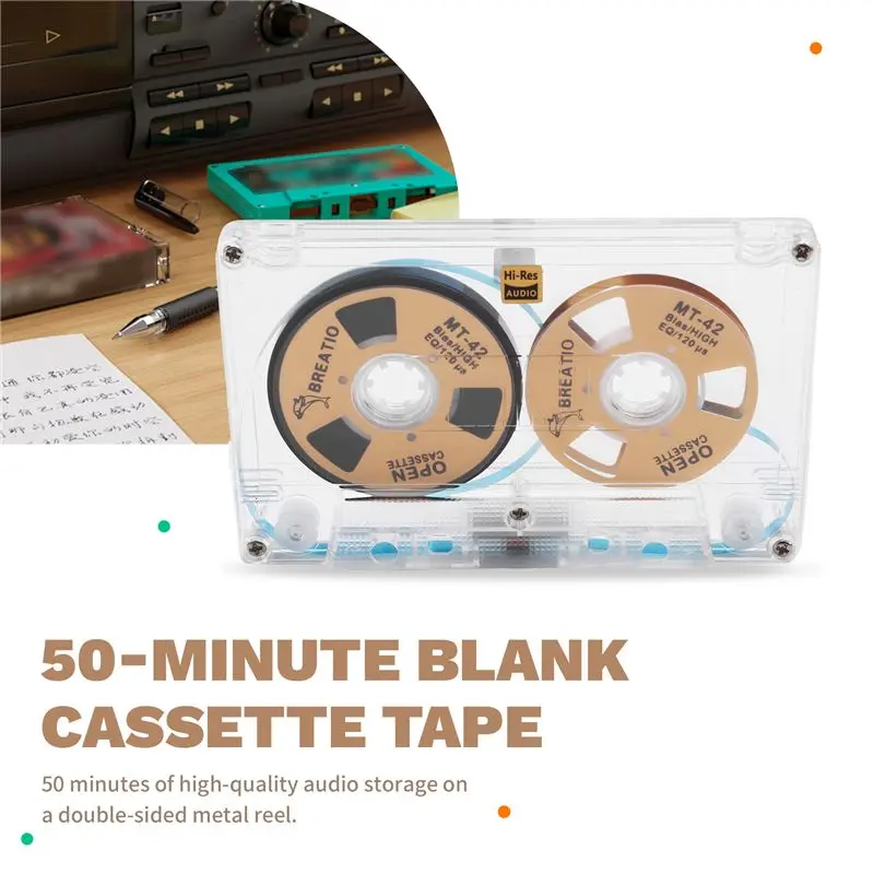 B50B-Retro Audio Reel To Reel 50-Minute Blank Cassette Tape Double-Sided Metal Reel Type I