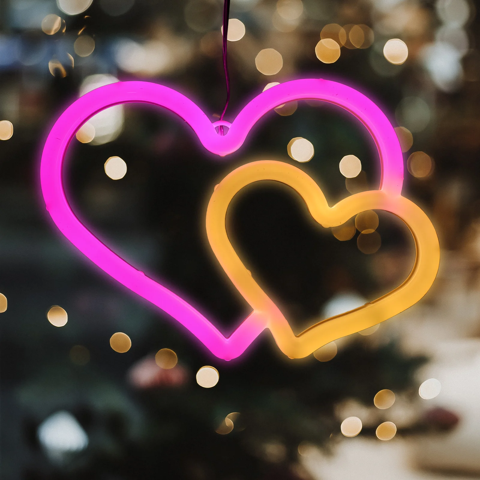 

Heart Neon Sign Double Heart LED Lamp USB Powered Romantic Night Light Valentines Wedding Decorations Neon Lights for Bedroom