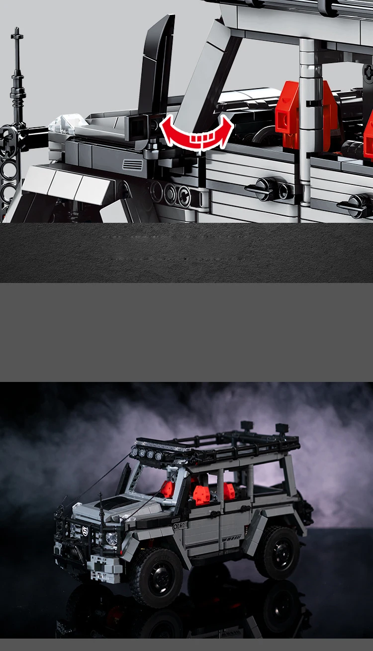 Technisches Deutschland-Stadt-Fahrzeug-Baustein-Set im Maßstab 1:14, Mercedes-Benz G63, Konstruktionsmodell, Bausteine, Spielzeug, Sammlerstück, ideal als Geschenk. – Detail 7